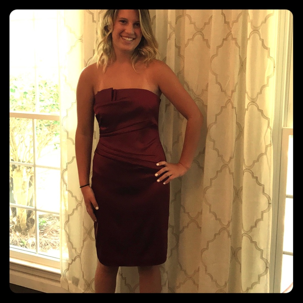 Dark Red satin party dress
